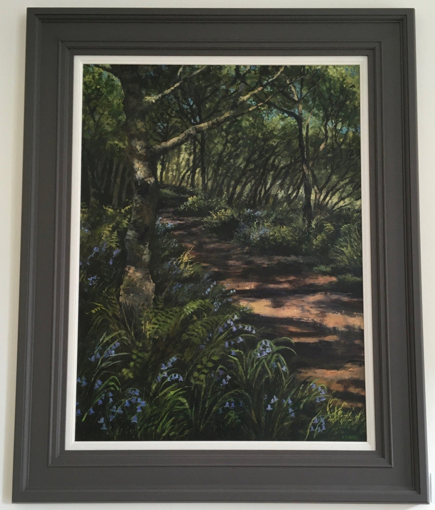 Bluebells and Birches - Original oil painting